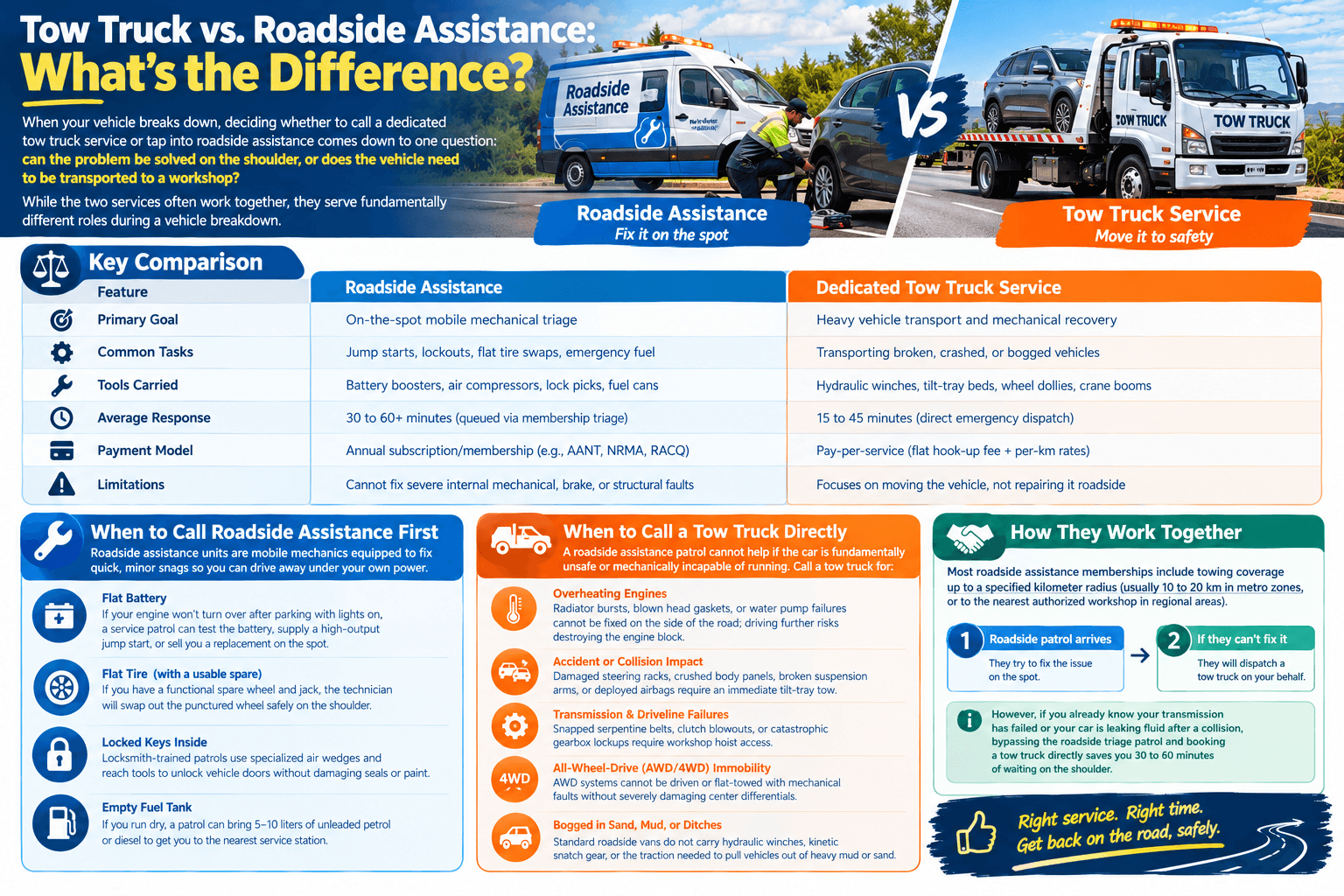 Tow Truck vs. Roadside Assistance: What’s the Difference?